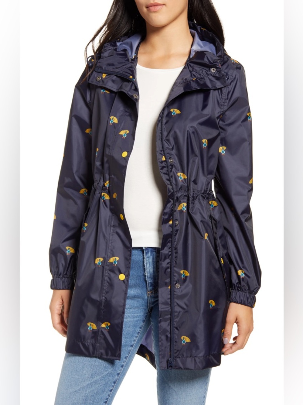NWOT JOULES "Right as Rain" Go Lucky Duck Umbrella Print Rain Jacket